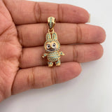 Dije Conejo Sonriente 6.05gr / 1 1/4 in / Dos Oros Amarillo Blanco 18K $