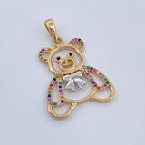 Dije Cilueta Oso 5.5gr / 1 1/2 in / Dos Oros Amarillo Blanco 18K %