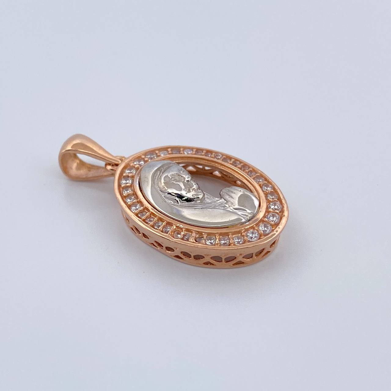Dije Virgen Maria 3.6gr / 1 in / Dos Oros Blanco Rosa 18K %