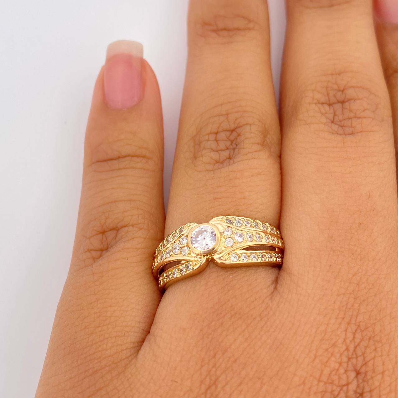 Anillo Cinturon Triple Barril 3.55gr / T7 / Oro Amarillo 18K %