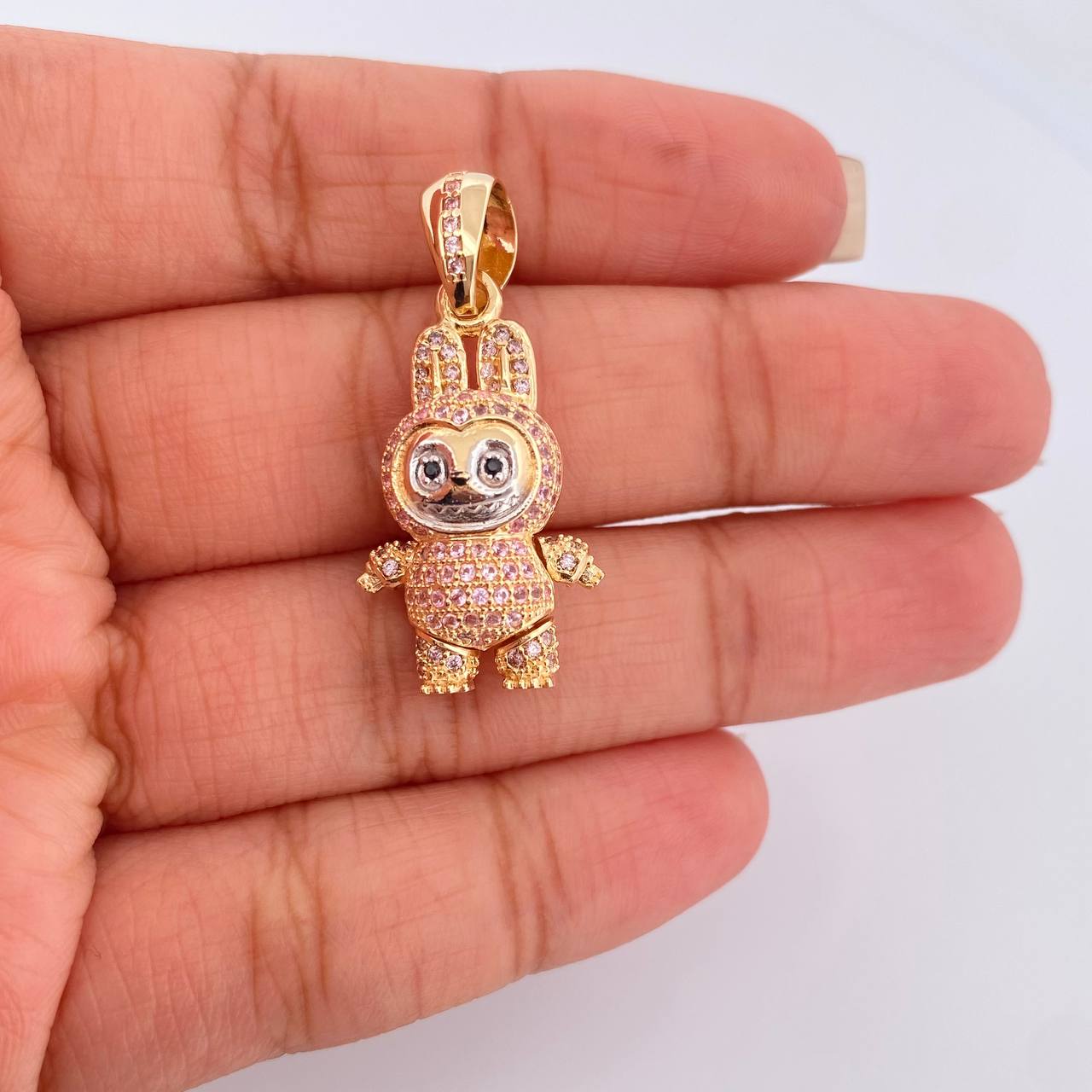 Pendant Smiling Rabbit 6.2gr / 1 1/2 in / Two-tone Yellow White Gold 18K %