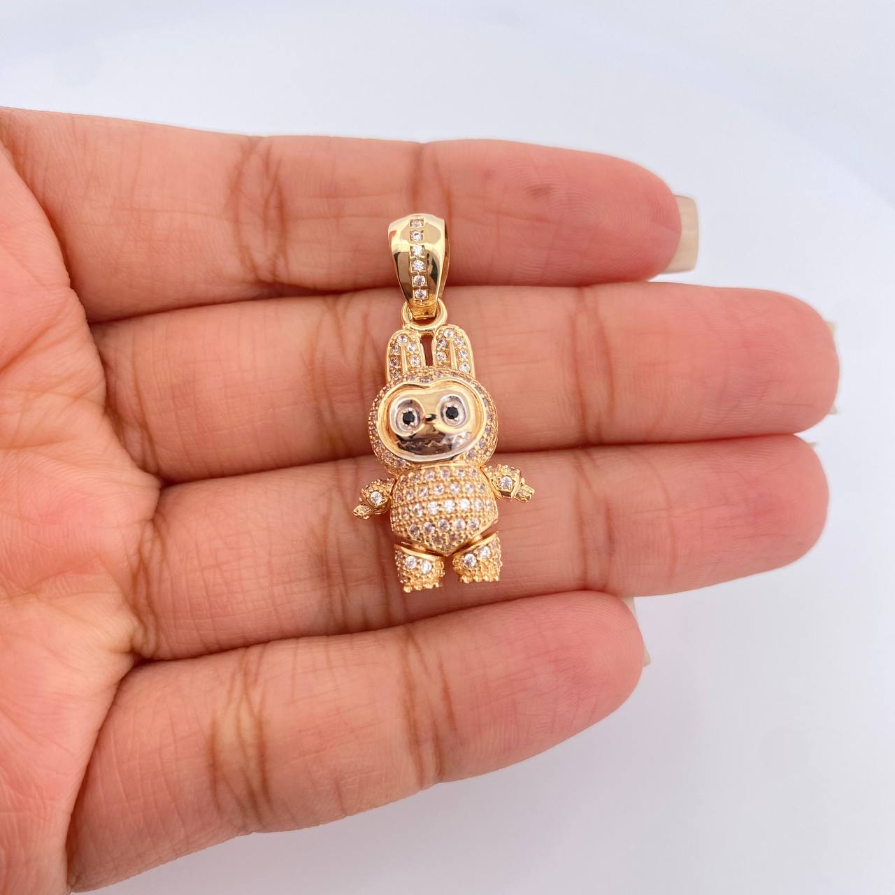 Pendant Smiling Rabbit 6.15gr / 1 1/2 in / Two-tone Yellow White Gold 18K %