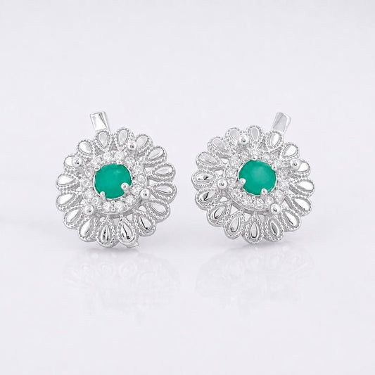 Topos Flor Esmeralda 32pts 2.85g / in / 12.6mm Plata 925