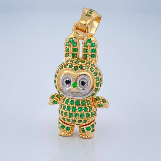 Dije Conejo Sonriente 6gr / 1 1/4 in / Dos Oros Amarillo Blanco 18K $
