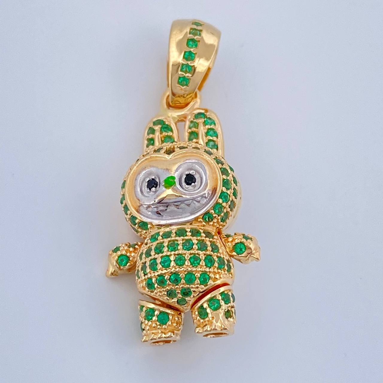 Dije Conejo Sonriente 6.05gr / 1 1/4 in / Dos Oros Amarillo Blanco 18K $