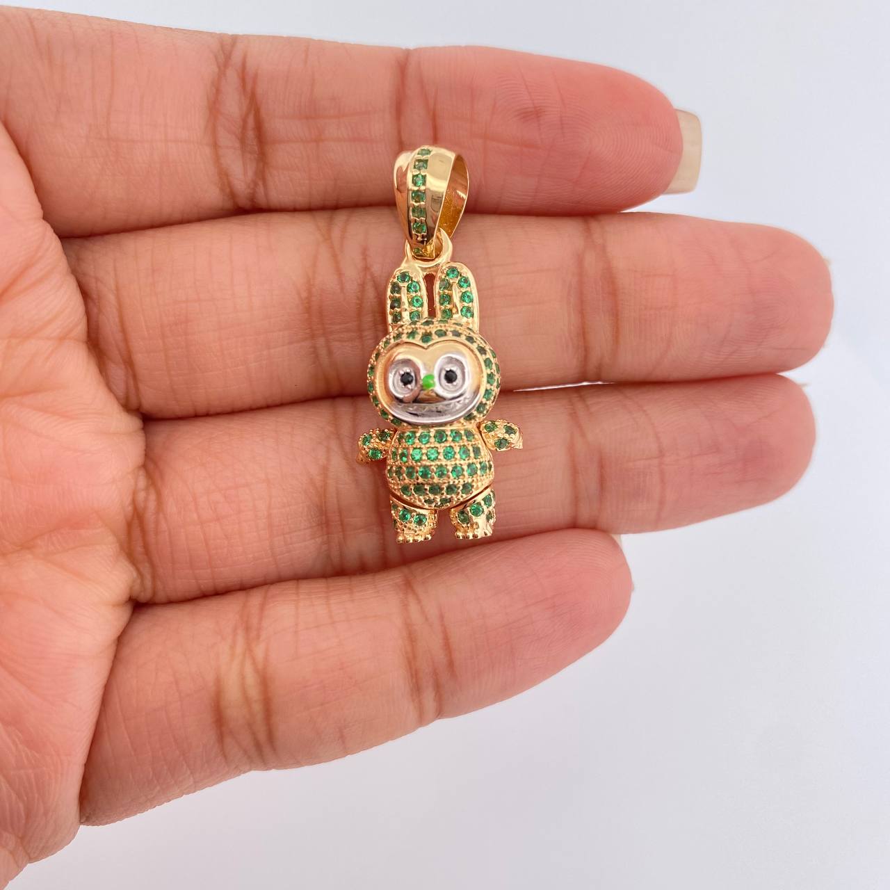 Dije Conejo Sonriente 6.05gr / 1 1/4 in / Dos Oros Amarillo Blanco 18K $