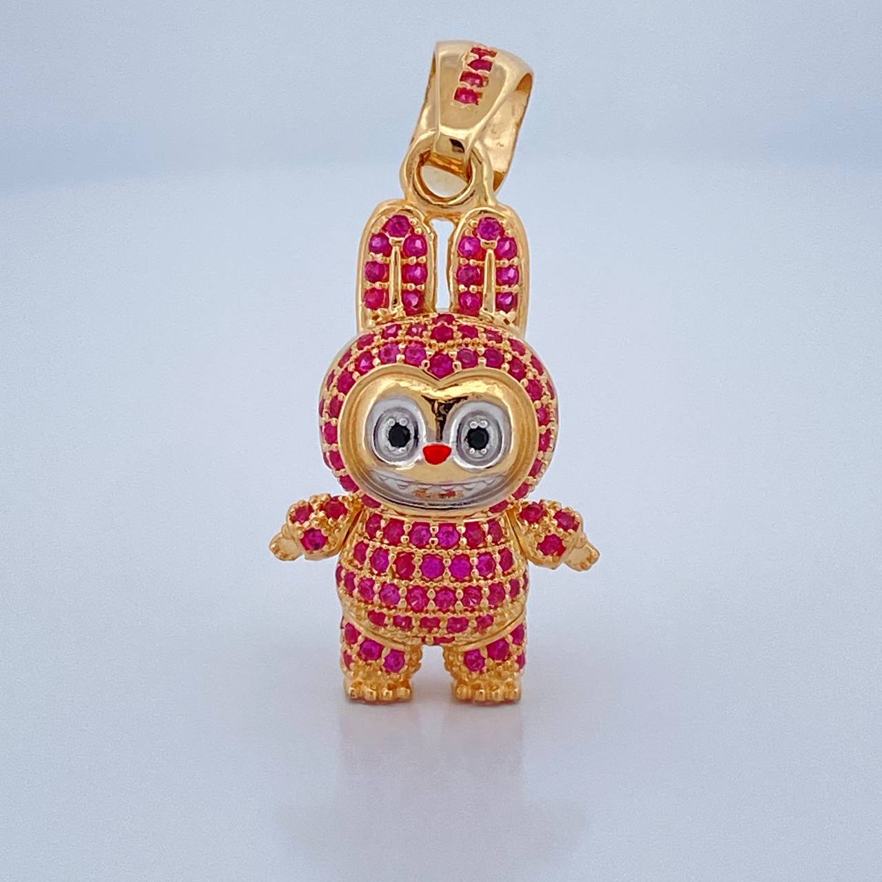 Dije Conejo Sonriente 6.05gr / 1 1/4 in / Dos Oros Amarillo Blanco 18K $