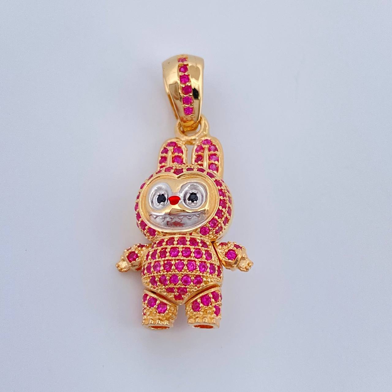 Dije Conejo Sonriente 6.05gr / 1 1/4 in / Dos Oros Amarillo Blanco 18K $