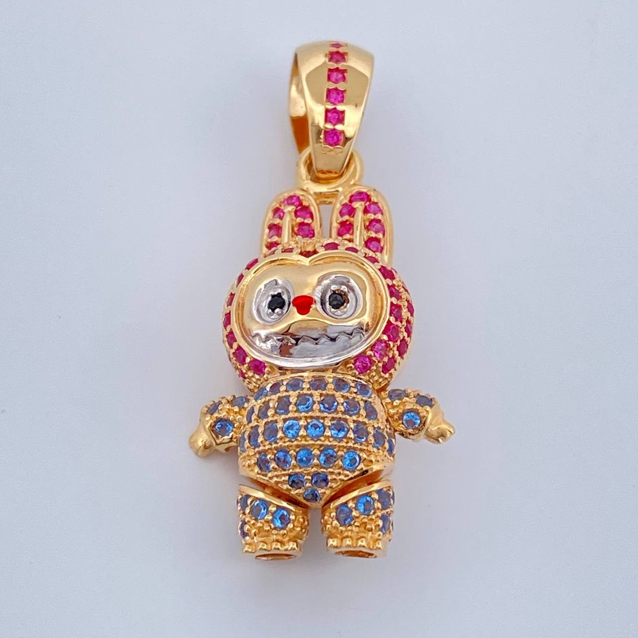 Dije Conejo Sonriente 5.95gr / 1 1/4 in / Dos Oros Amarillo Blanco 18K $