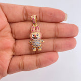 Dije Conejo Sonriente 5.95gr / 1 1/4 in / Dos Oros Amarillo Blanco 18K $