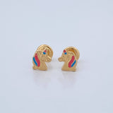 Stud Earrings Unicorn 0.55gr / 18K Yellow Gold %