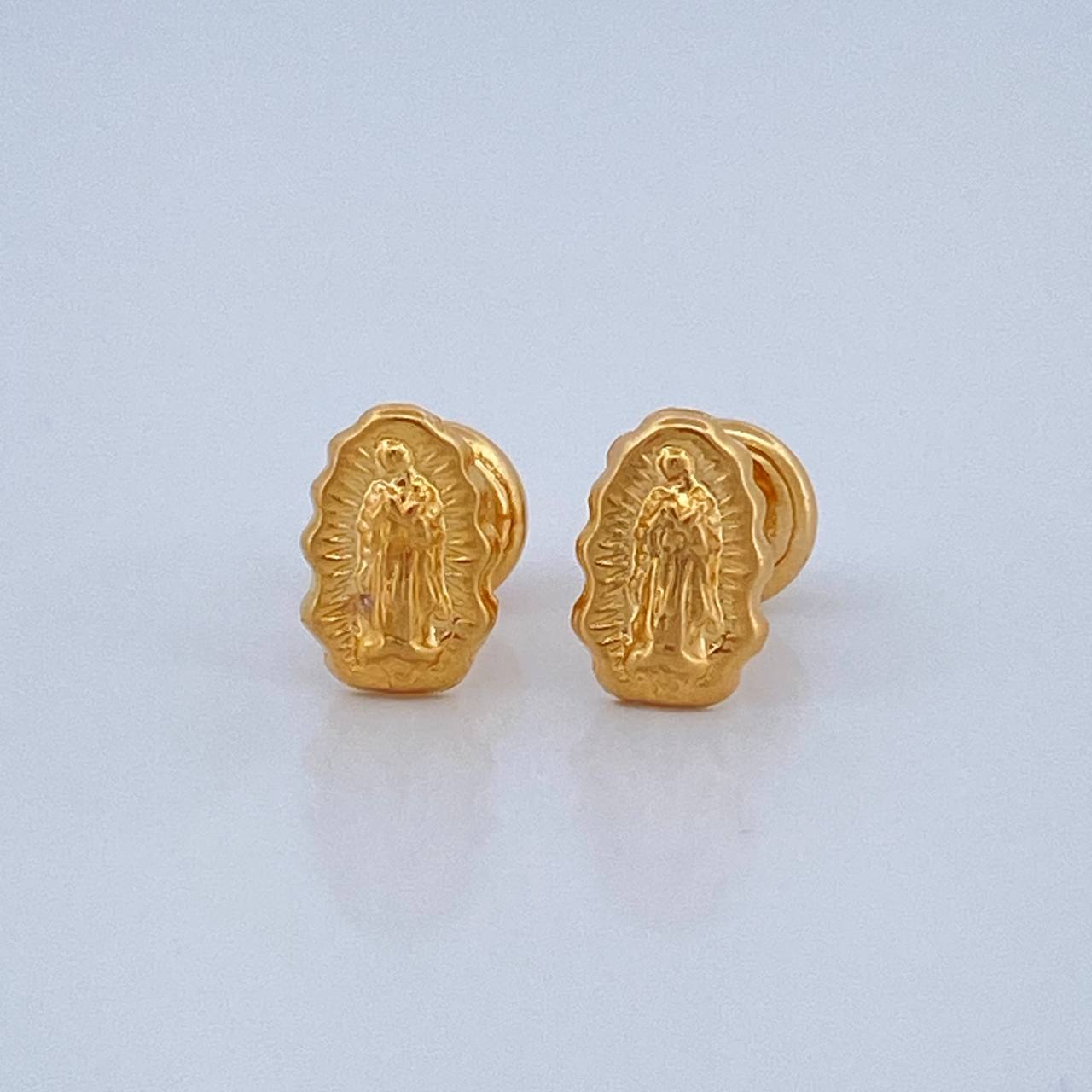 Stud Earrings Silhouette Virgin Guadalupe 0.65gr / 18K Yellow Gold %