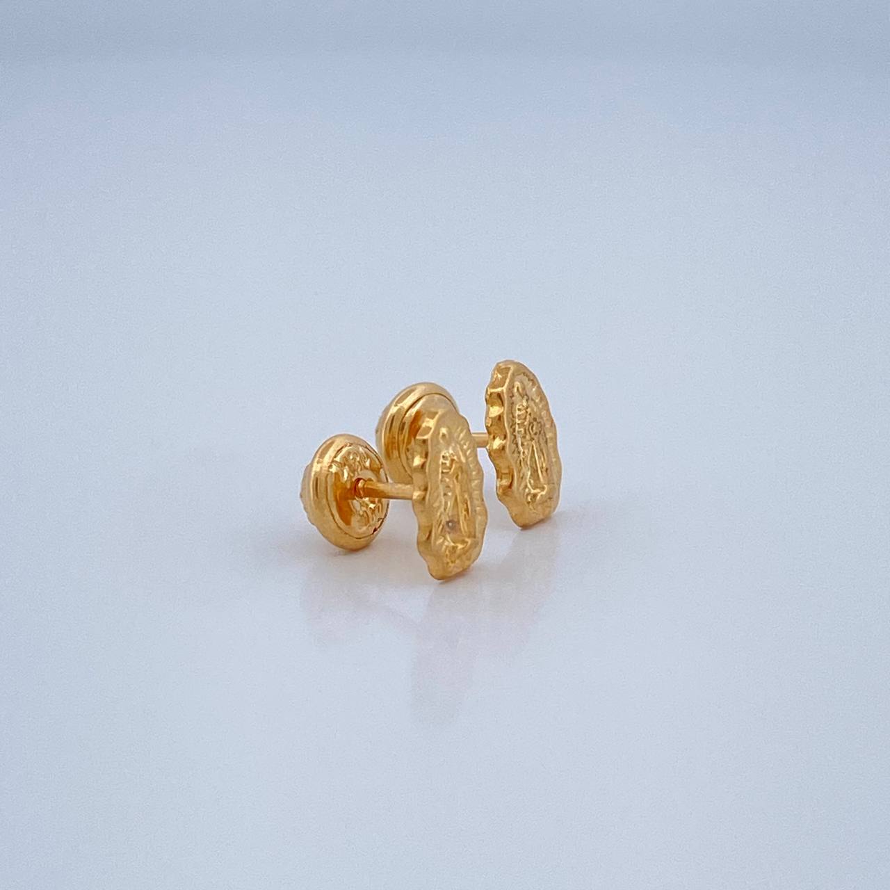 Stud Earrings Silhouette Virgin Guadalupe 0.6gr / 18K Yellow Gold %