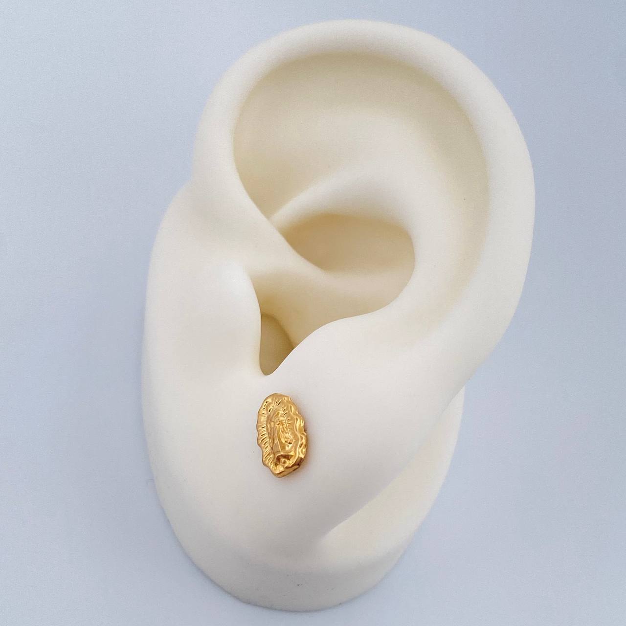Stud Earrings Silhouette Virgin Guadalupe 0.65gr / 18K Yellow Gold %
