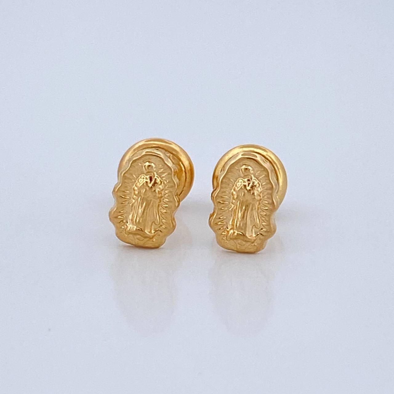 Stud Earrings Silhouette Virgin Guadalupe 0.6gr / 18K Yellow Gold %