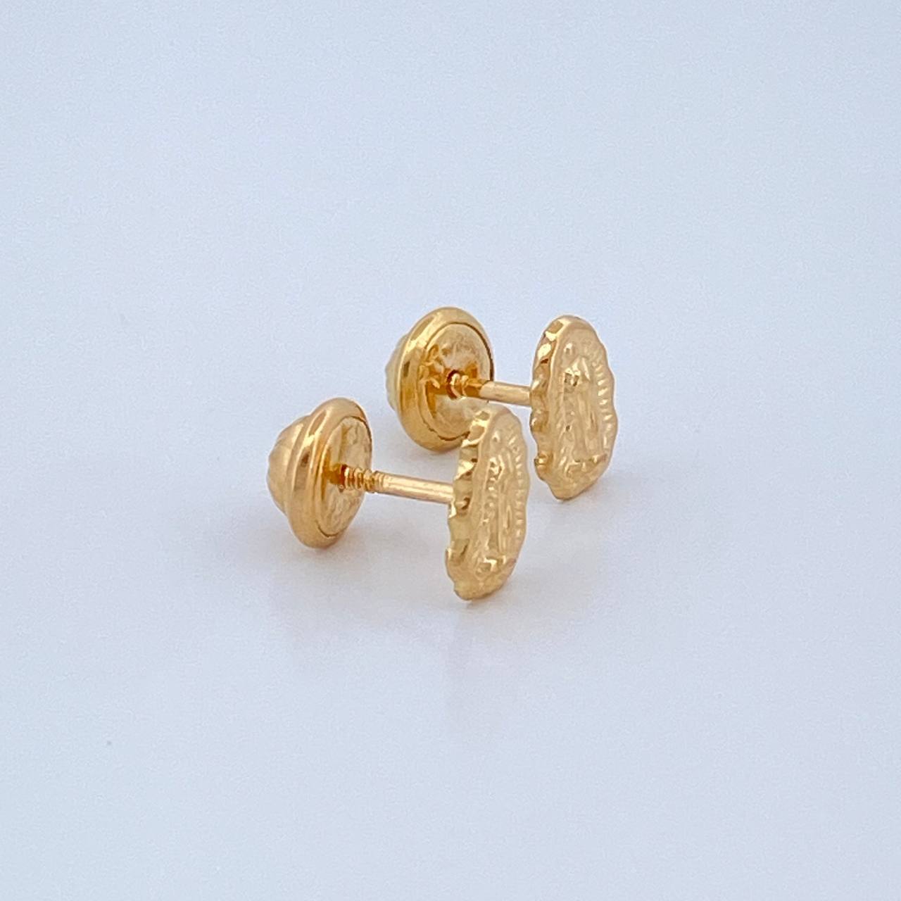 Stud Earrings Silhouette Virgin Guadalupe 0.65gr / 18K Yellow Gold %