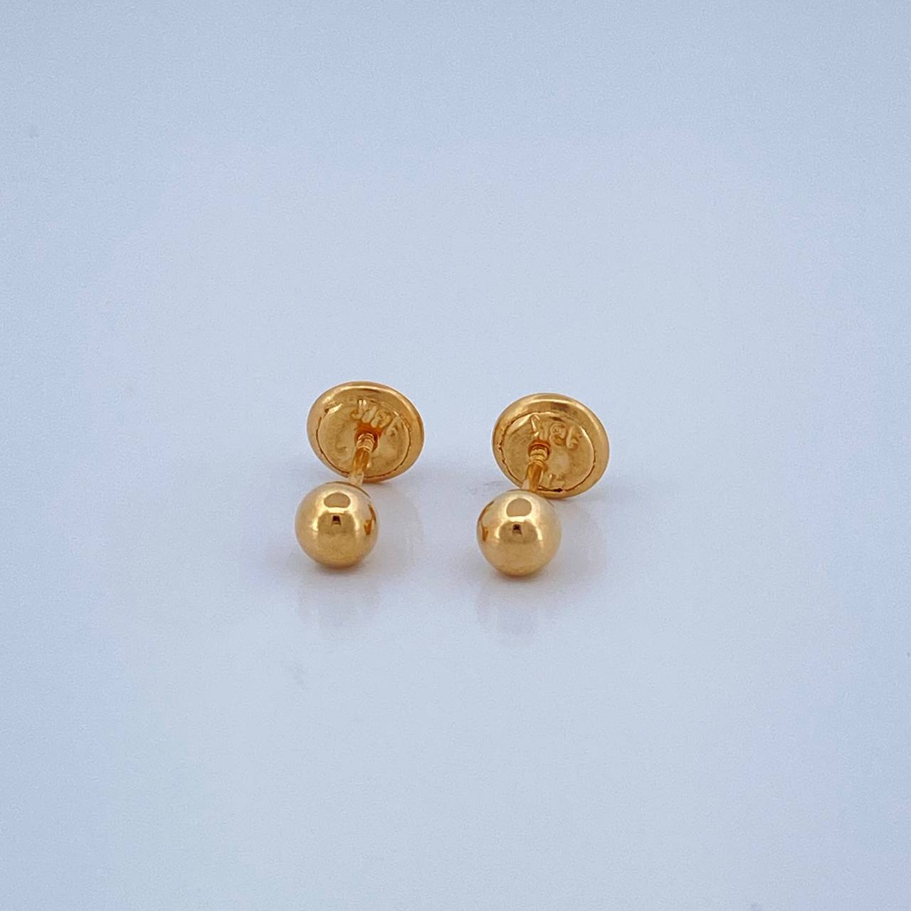 Bead Stud Earrings 0.5gr / 5mm Yellow Gold 18K &