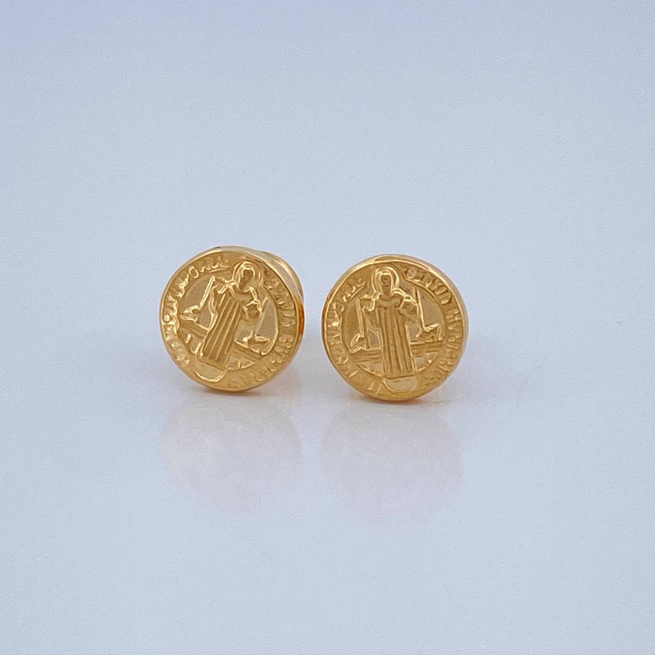Saint Benedict Stud Earrings 0.75gr / 8.28mm Yellow Gold 18K &