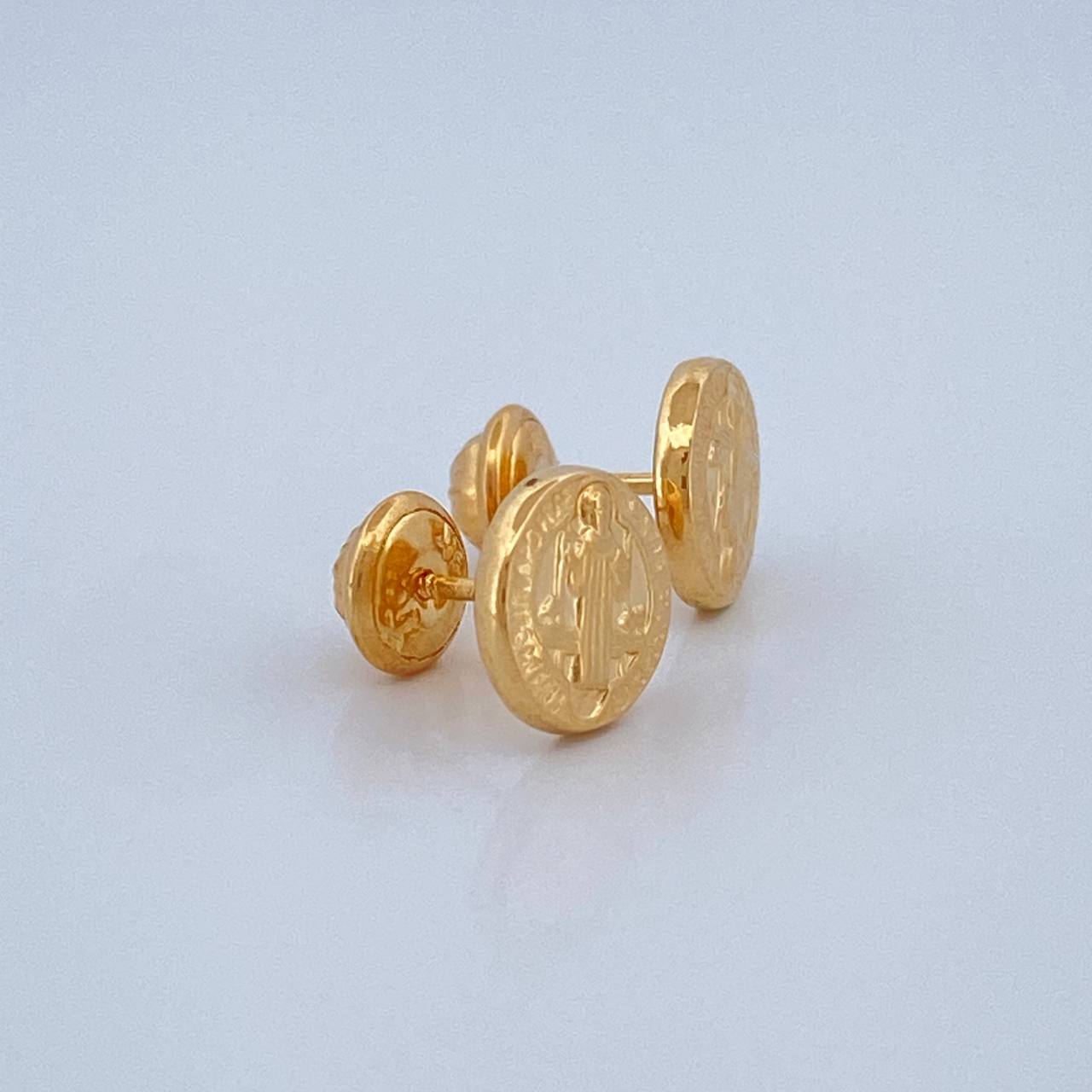 Saint Benedict Stud Earrings 0.75gr / 8.28mm Yellow Gold 18K &