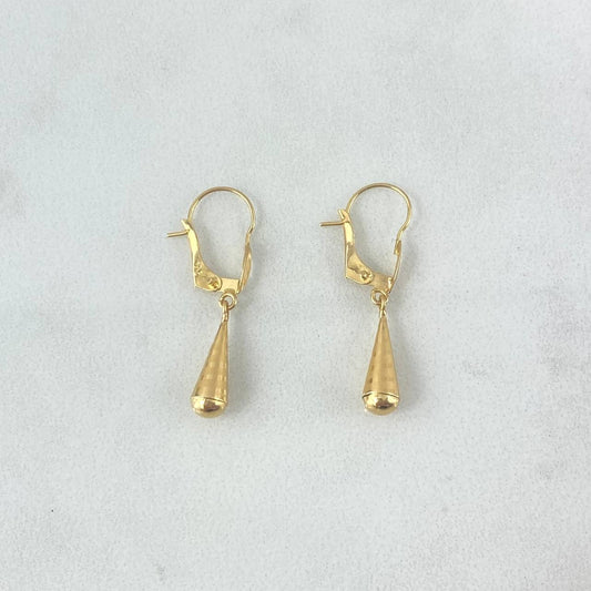 Hoop Earrings Teardrop 0.8gr / 1 1/4 in / 18K Gold