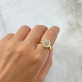 Cross Seal Ring 3.65gr / Size 6 3/4 / White Zircons Three Golds