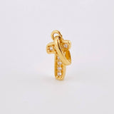 Pendant Letter T Silhouette 0.5gr / 1.5cm / White Zircons 18K Yellow Gold