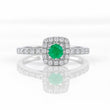 Anillo Halo Cuadrado Esmeralda 0.15pts 2.1g / T6 1/2 Plata 925