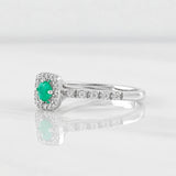 Anillo Halo Cuadrado Esmeralda 0.15pts 2.1g / T6 1/2 Plata 925