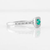 Anillo Halo Cuadrado Esmeralda 0.15pts 2.1g / T6 1/2 Plata 925