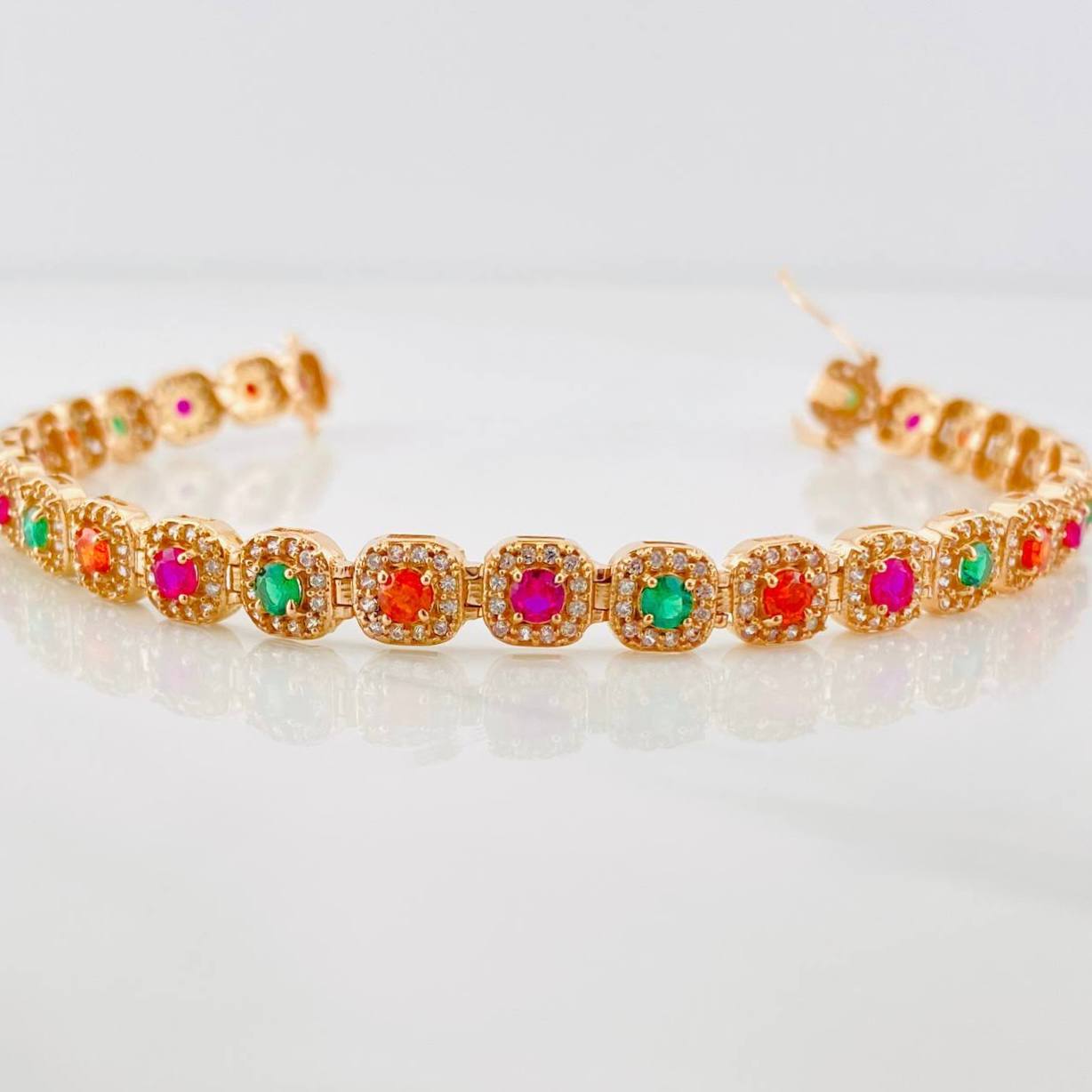 Pulso Tennis Halo 13.85g / 7 3/4 in / 6.14mm Oro Rosa 18K