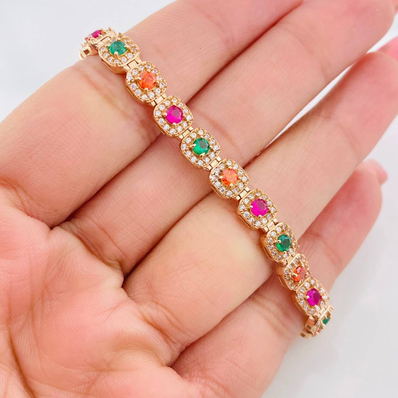 Pulso Tennis Halo 13.85g / 7 3/4 in / 6.14mm Oro Rosa 18K