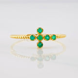 Anillo Cruz Esmeraldas 0.11pts 1.25g / T7 1/4 Oro Amarillo 18K