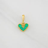 Dije Corazon Esmeraldas 0.28pts 0.65g / 1/2 in Oro Amarillo 18K