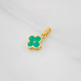 Pendant Flower Emeralds 0.45pts Diamond 0.02pts 0.9g / 1/2 in Yellow Gold 18K