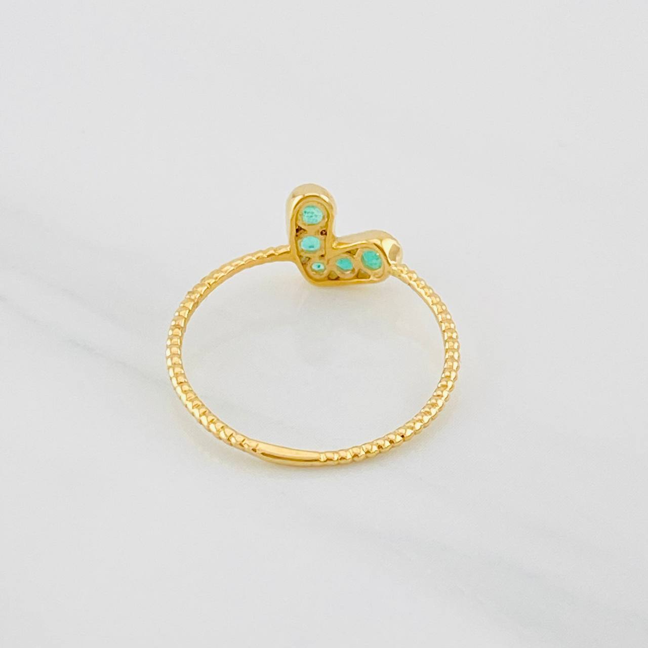 Anillo Corazon Esmeraldas 0.28pts 1g / T5 3/4 Oro Amarillo 18K