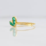 Anillo Corazon Esmeraldas 0.28pts 1g / T5 3/4 Oro Amarillo 18K