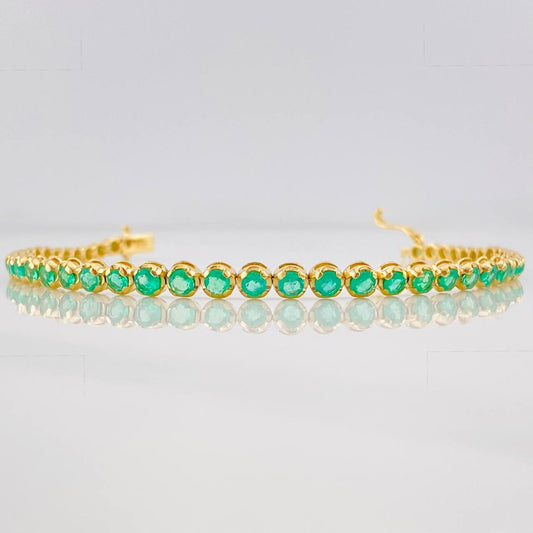 Pulso Tennis Esmeraldas 0.45pts 8.4g / 7 in / 4.23mm Oro Amarillo 18K