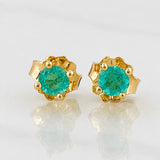 Stud Earrings Four Prongs Emeralds 20pts 0.85g / in / 3.34mm Yellow Gold 18K