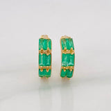 Candongas Carril Esmeraldas 0.41pts 1.45g / 1/2 in Oro Amarillo 18K