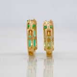 Candongas Carril Esmeraldas 0.41pts 1.45g / 1/2 in Oro Amarillo 18K