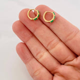 Candongas Carril Esmeraldas 0.41pts 1.45g / 1/2 in Oro Amarillo 18K