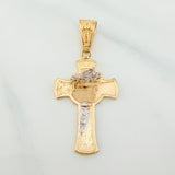 Dije Cruz Rostro Cristo 5.65 g / 1 3/4 in Dos Oros Amarillo Blanco 18K