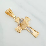 Dije Cruz Rostro Cristo 5.65 g / 1 3/4 in Dos Oros Amarillo Blanco 18K