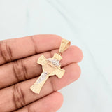 Dije Cruz Rostro Cristo 5.65 g / 1 3/4 in Dos Oros Amarillo Blanco 18K