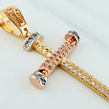 Pendant Nail Cross 3.4 g / 1 1/2 in Three Golds 18K