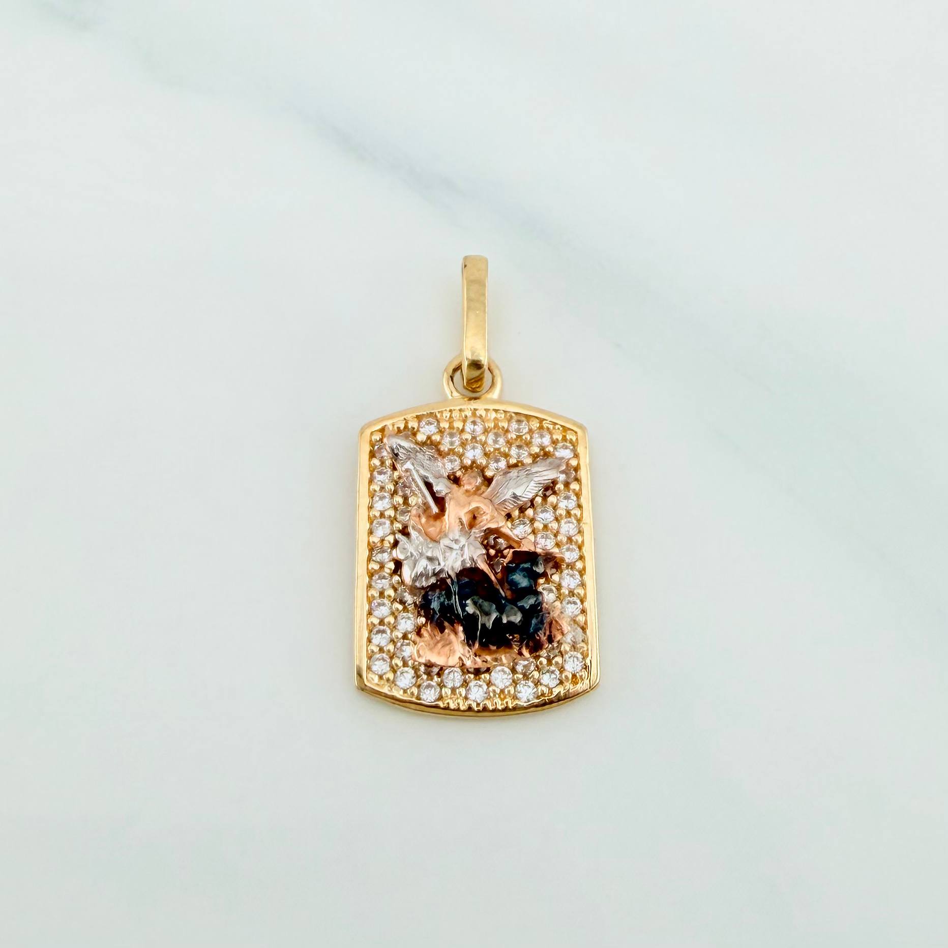 Pendant Saint Michael Archangel 2.35 g / 3/4 in Three Golds 18K