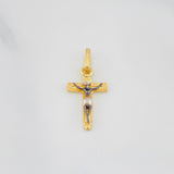 Dije Cruz Milagroso De Buga 0.95 g / 1 in Tres Oros Amarillo Blanco Negro 18K