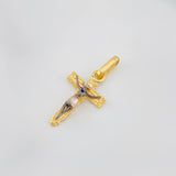 Dije Cruz Milagroso De Buga 0.95 g / 1 in Tres Oros Amarillo Blanco Negro 18K