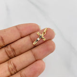 Dije Cruz Milagroso De Buga 0.95 g / 1 in Tres Oros Amarillo Blanco Negro 18K