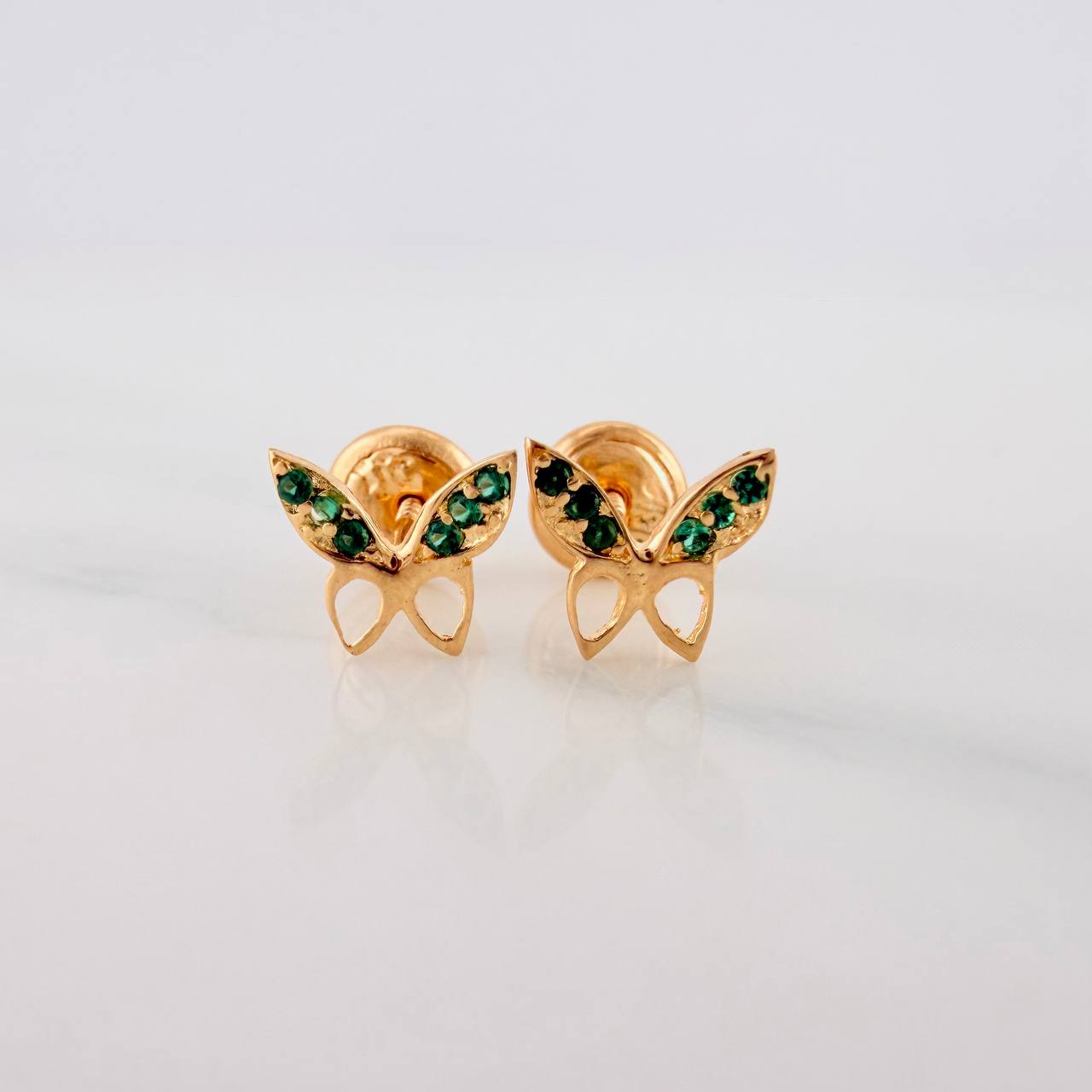 Butterfly Stud Earrings 0.65gr / 5mm Yellow Gold 18K &